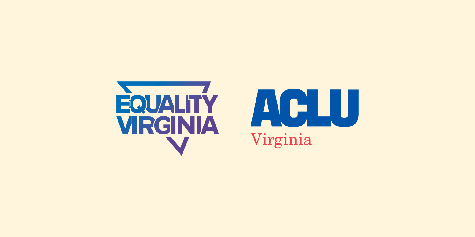 Equality Virginia and ACLU of Virginia's logos.