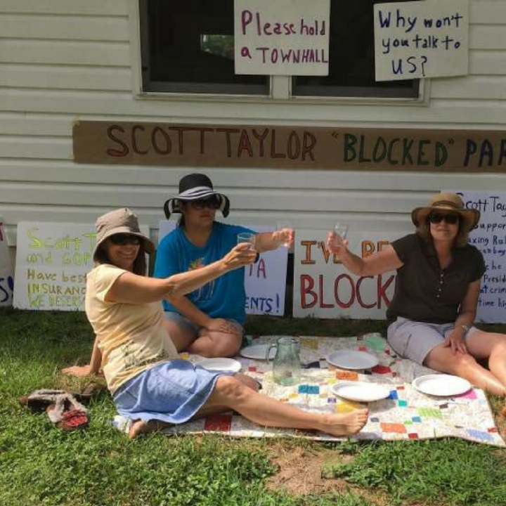 Scott Taylor's constituents held a "blocked party" on their lawn.
